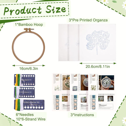 3 Sets Embroidery Kit for Beginners
