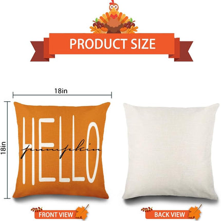 4Pcs Fall Pillow Covers 18 X 18 Inch Autumn Pumpkin Maple Leaves Harvest Throw Pillow Covers Cushion Cases for Thanksgiving Couch Sofa Outdoor Indoor Home House Decor
