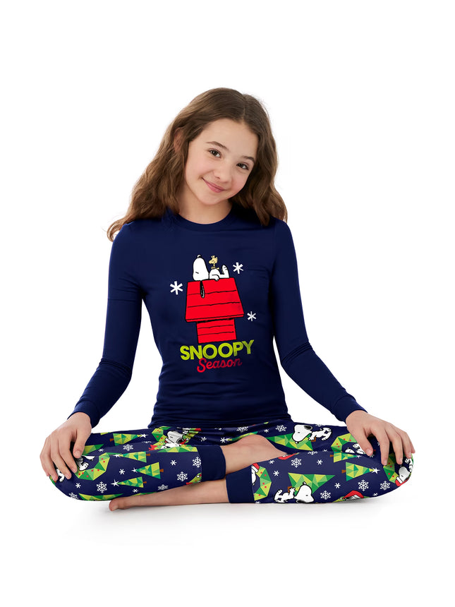 Snoopy Unisex Kids Matching Family Pajamas Top and Pants Set, 2-Piece, Sizes 6-12