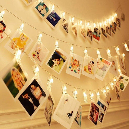 Photo Clip String Lights LED Battery Operated Starry Fairy Copper String Lights with Clips Warm White for Pictures Bedroom Wall Patio Halloween Thanksgiving Christmas Party Wedding Décor