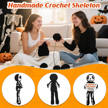 Halloween Handmade Crochet Skeleton Gifts, Funny Crochet Spooky Collectible Decor, Cute Scary Trick or Treat Exchange Gifts for Teens Friend, Unique October Celebration Gag Gift Idea