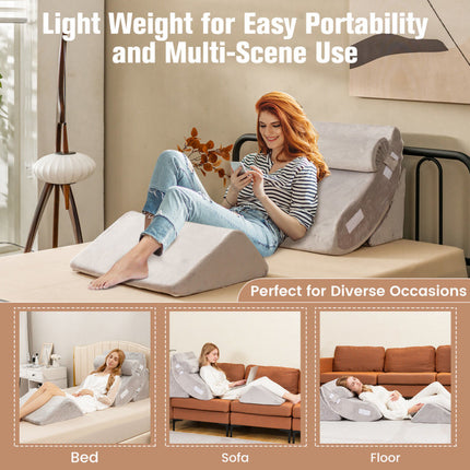 4 Pieces Bed Wedge Memory Foam Pillow for Back Neck and Leg Pain Relief