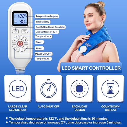 Neck Heating Pad, Hands-Free Electric Heated Neck Wrap for Neck Pain Relief, Upgraded Fast Neck Heat Pad, 10-90Min Timer with Countdown, 86-158℉ Adjustable Temperature (Universal Size)