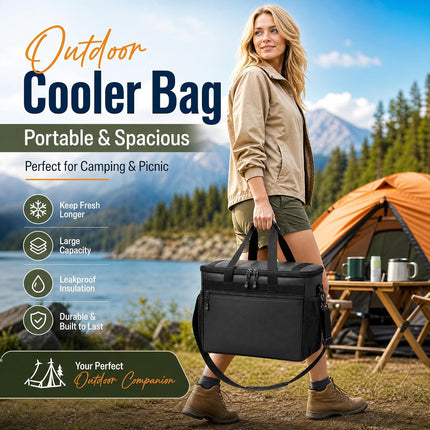 Nsulated Cooler Bag 38L Leakproof Soft Cooler Dual Compartment Waterproof Beach Ice Chest,Collapsible Bag Organizer Holds 50 Cans for Camping Picnic Travel Fishing Grocery Sports Event