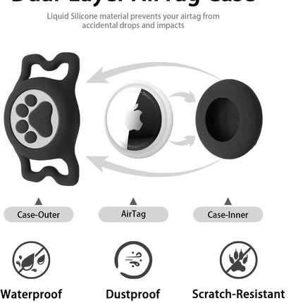 Dog Collar with Tracker Holder and QR Code ID, Waterproof Bluetooth Tracker Case, Reflective Padded Nylon for Small Medium Large Dogs