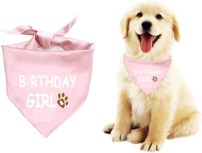 Dog Birthday Bandana Dog Birthday Boy Girl Dog Birthday Supplies for Small Medium Large Pet(Pink Xlarge)