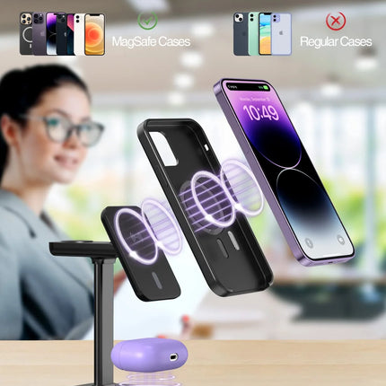 20W Magnetic Wireless Charger for Iphone - 3 in 1 Charging Station Compatible with Iphone 17/16/15/14/13/12 Pro Max, for Iwatch & Air Pods 4 3 Pro, Black