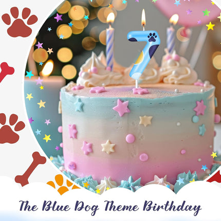 Dog Paw Birthday Candle Cake Topper Party Decoration,Blue,7