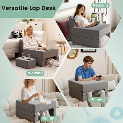 3-Piece Reading Pillow Set Extra Large Lap Desk with Coaster
