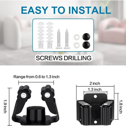 Durable 3PCS Mop and Broom Holder - Versatile Wall Mount Garden Tool Organizer