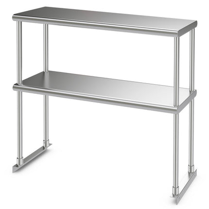 36 X 12 Inch Kitchen Stainless Steel Overshelf with Adjustable Lower Shelf