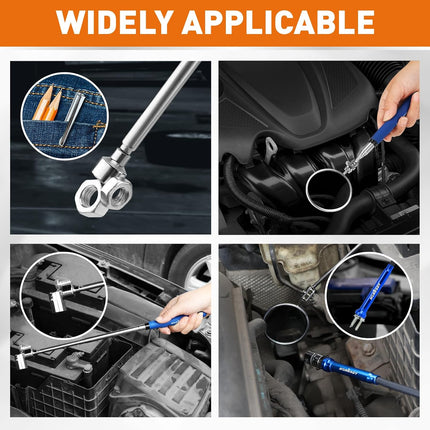 4PCS Telescoping Magnetic Pick up Tool Kit, Magnetic Sweepers Set with 360° Inspection Mirror, 2 Telescoping Magnetic Pickup Tools (5–25.6/6.9–29.5 In) & 24 in Flexible Claw Grabber