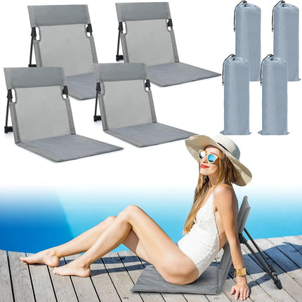 4 Pcs Foldable Poolside Chairs for Edge of Pool,Light Gray
