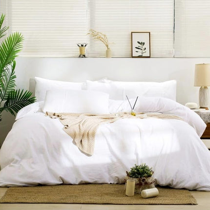 100% Linen King Pillow Cases Set of 2 (20"X36"), White Natural Linen