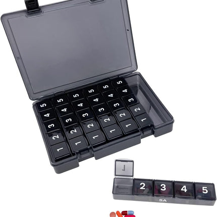 7-Day Weekly Pill Organizer with Secure Case, 5 Compartments per Day, Removable Tray, Medication Schedule, Travel Pill Box-Complex Medication Routine (5 Time-A-Day - Black)