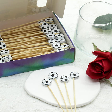 100Pcs Soccer Cocktail Picks 5" Soccer Decor Toothpicks Sticks Skewers for Appetizer Charcuterie Accessories, World Cup 2026 Champions League Sports Catered Event Birthday Themed Party Decorations