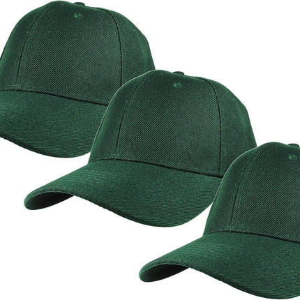 Plain Baseball Cap Adjustable Back Strap 3 PC