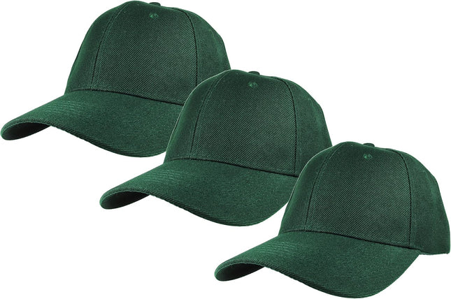 Plain Baseball Cap Adjustable Back Strap 3 PC