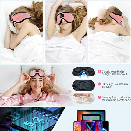 Sleep Headphones, Sleep Mask Bluetooth Wireless Music Eye Mask, Sleeping Headphones for Side Sleepers Sleep Mask with Bluetooth Headphones Ultra-Thin Stereo Speakers Perfect for Sleeping
