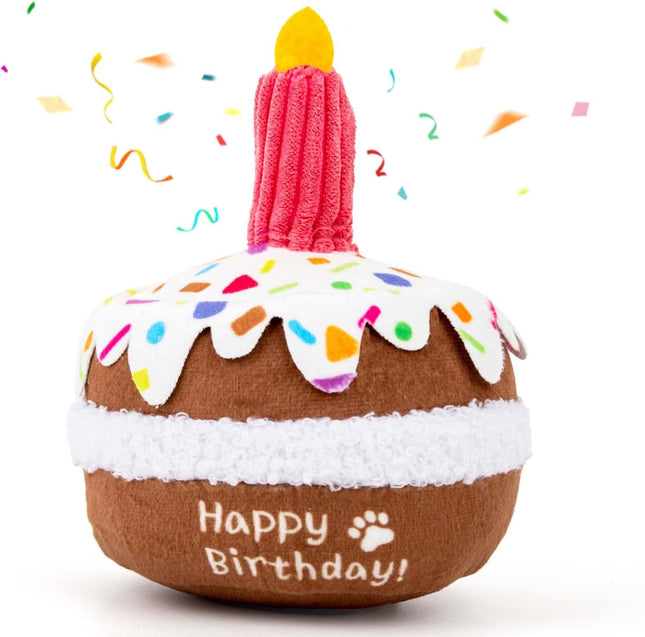 Dog Birthday Toy, Squeaky Plush Birthday Cake Puppy Gift