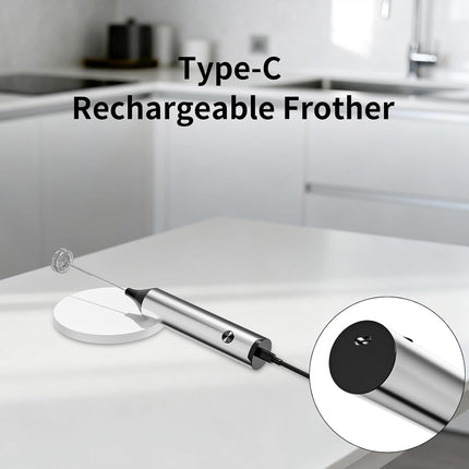 Rechargeable Hand Frother with Stand, Handheld Milk Frother for Coffee