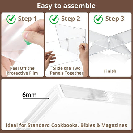 Acrylic Desktop Book Stand, Clear Angled Book Holder Display for Cookbooks, Magazines & Art Books, 12×7×5 in Slim Transparent Reading Stand for Desk & Coffee Table