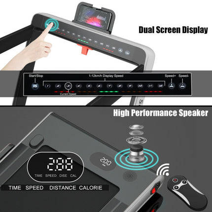 2.25 HP 2-In-1 Folding Walking Pad Treadmill with Dual Display and App Control