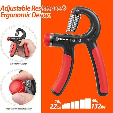 Grip Strength Trainer, Hand Grip Strengthener, Grip Strengthener, Adjustable Resistance, Forearm Strengthener, Perfect for Musicians Athletes