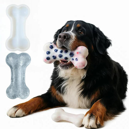 Large Silicone Dog Bone Mold 2 Pack - Large Bone Shaped Ice Cube Trays, Dishwasher Safe Non-Stick Freezer & Oven Mold for Frozen Treats, Baking, Dog Chews (White)