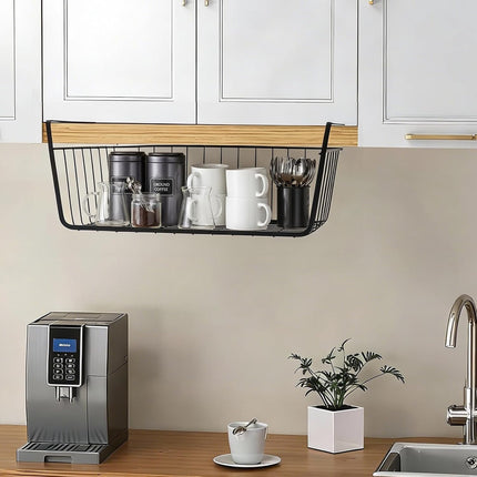 4Pcs under Shelf Basket Metal Wire under Cabinet Basket for Kitchen Pantry