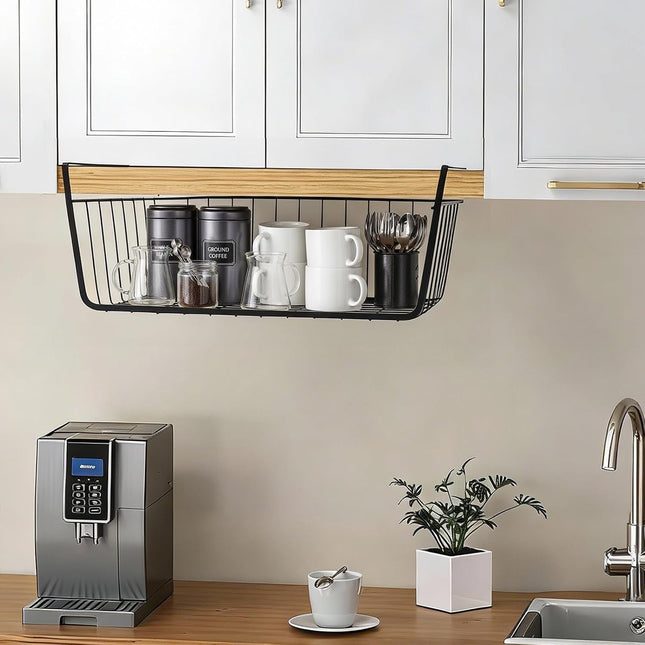 4Pcs under Shelf Basket Metal Wire under Cabinet Basket for Kitchen Pantry
