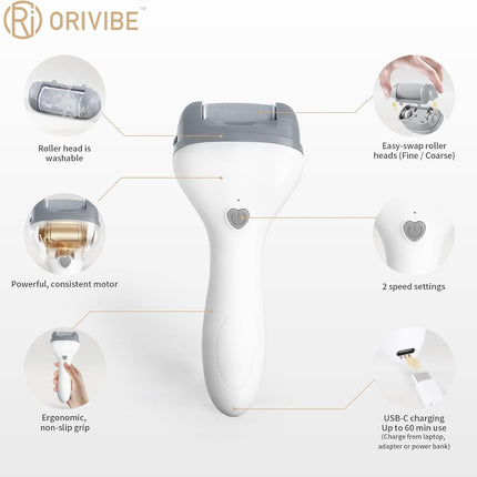 Electric Foot Callus Remover for Feet - Rechargeable Pedicure Tools, 2-Speed Electric Foot File with Washable Rollers, Instant Dead Skin Remover & Foot Care Gift for Women and Men
