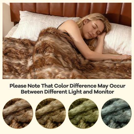 540GSM Soft Plush Fuzzy Luxury Faux Raccoon Fur Blanket for Bed