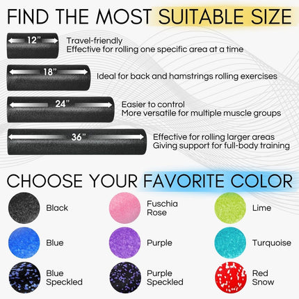 Yes4All Foam Roller, EPP High-Density Material, High Firmness Level, Back Roller for Athlete & Professional, Suitable for Full Body Massage, Yoga & Pilates, Black, 36 Inch