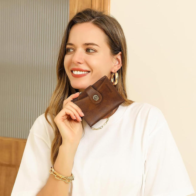 Small Bifold Wallet Women with Removable ID Window