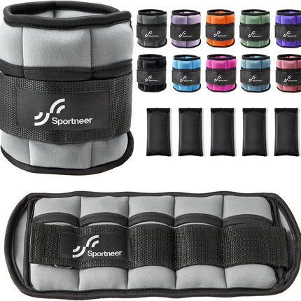 Adjustable Ankle Weights, 2-10 Lb per Pair, Removable Weights