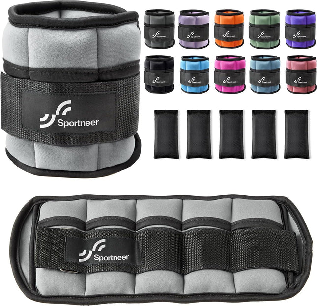 Adjustable Ankle Weights, 2-10 Lb per Pair, Removable Weights