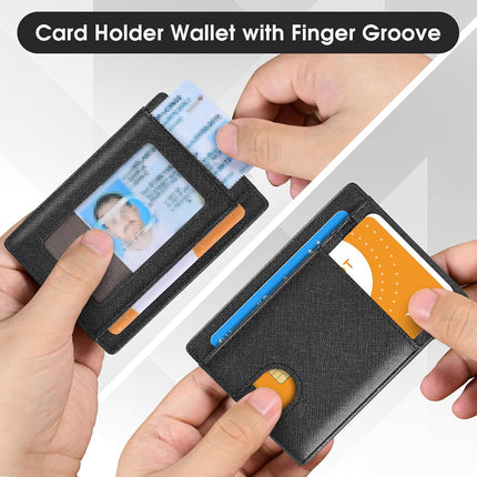 Slim Minimalist Wallet for Men,Front Pocket Wallet RFID Blocking Small Thin Credit Card Holder,Id Card Case Gift for Men Cross Black