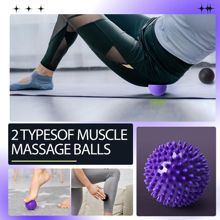 12 Pcs Foam Roller Set - 6 in 1 Deep Muscle Recovery Kit Includes Back Roller, Massage Ball, Muscle Stick, Fasciitis Ball, Stretch Strap & Bag for Body Physical Exercise Therapy, 2 Set