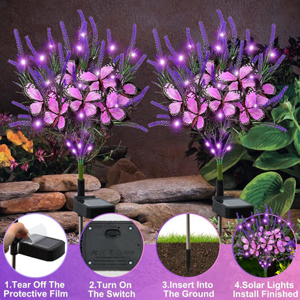Solar Garden Lights 4Pack Solar Flowers Lights Outdoor