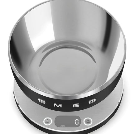 SMEG Contemporary Digital Kitchen Scale with Removable Bowl (Black)