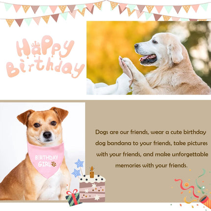Dog Birthday Bandana Dog Birthday Boy Girl Dog Birthday Supplies for Small Medium Large Pet(Pink Xlarge)