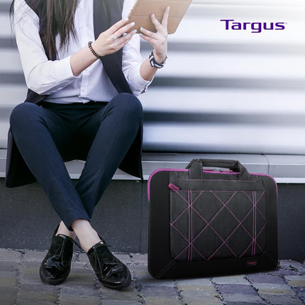 16-Inch Pulse Laptop Sleeve Slipcase - for 16" Laptops, Modern Design, Plush Interior, Womans Computer Bag, Black/Purple (TSS57401US)