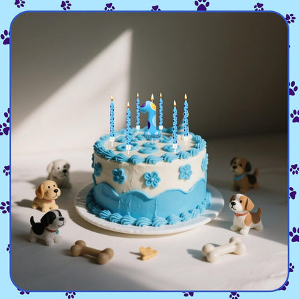 13PCS Blue Dog Paw Birthday Candles Set Cake Topper Numeral Birthday Candles for Boy Girl Dog Paw Decoration(Number 1)