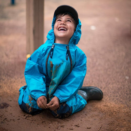 Muddy Buddy Kids Waterproof Rain Suit One-Piece Coverall, Dual Zippers, Sealed Seams, Reinforced Knees – Boys & Girls