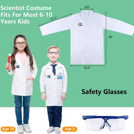 Kids Science Experiment Kit with Lab Coat Scientist Costume Dress up and Role Play Toys Gift for Boys Girls Kids Age 6+ Christmas Birthday Party