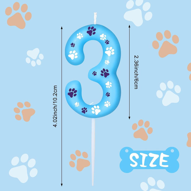 Blue Dog Paw Birthday Number Candles
