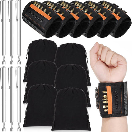 12 Pcs Magnetic Wristband Retractable Magnetic Pickup Tool