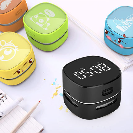 Counter Vacuum Cleaner,Mini Table Dust Sweeper Energy with Digital Timer,Endurance up to 400 Mins,360º Rotatable for Cleaning Rubber Shavings,Crumbs Keyboard of Gifts for Kids(Black)