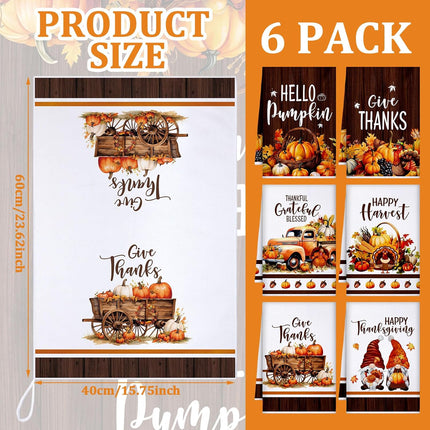 Set of 6 Fall Kitchen Towels Autumn Dish Towel Vintage Pumpkin Towel